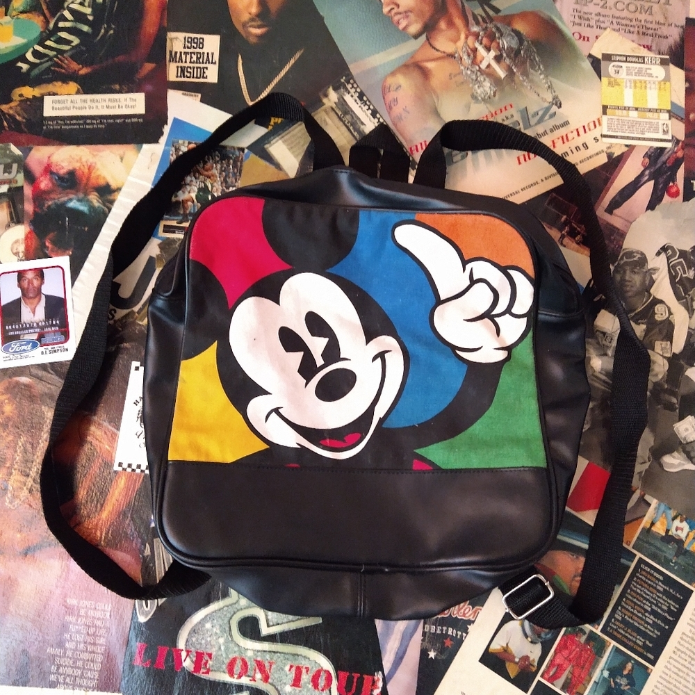 Vintage Mickey Mouse Leather Bookbag